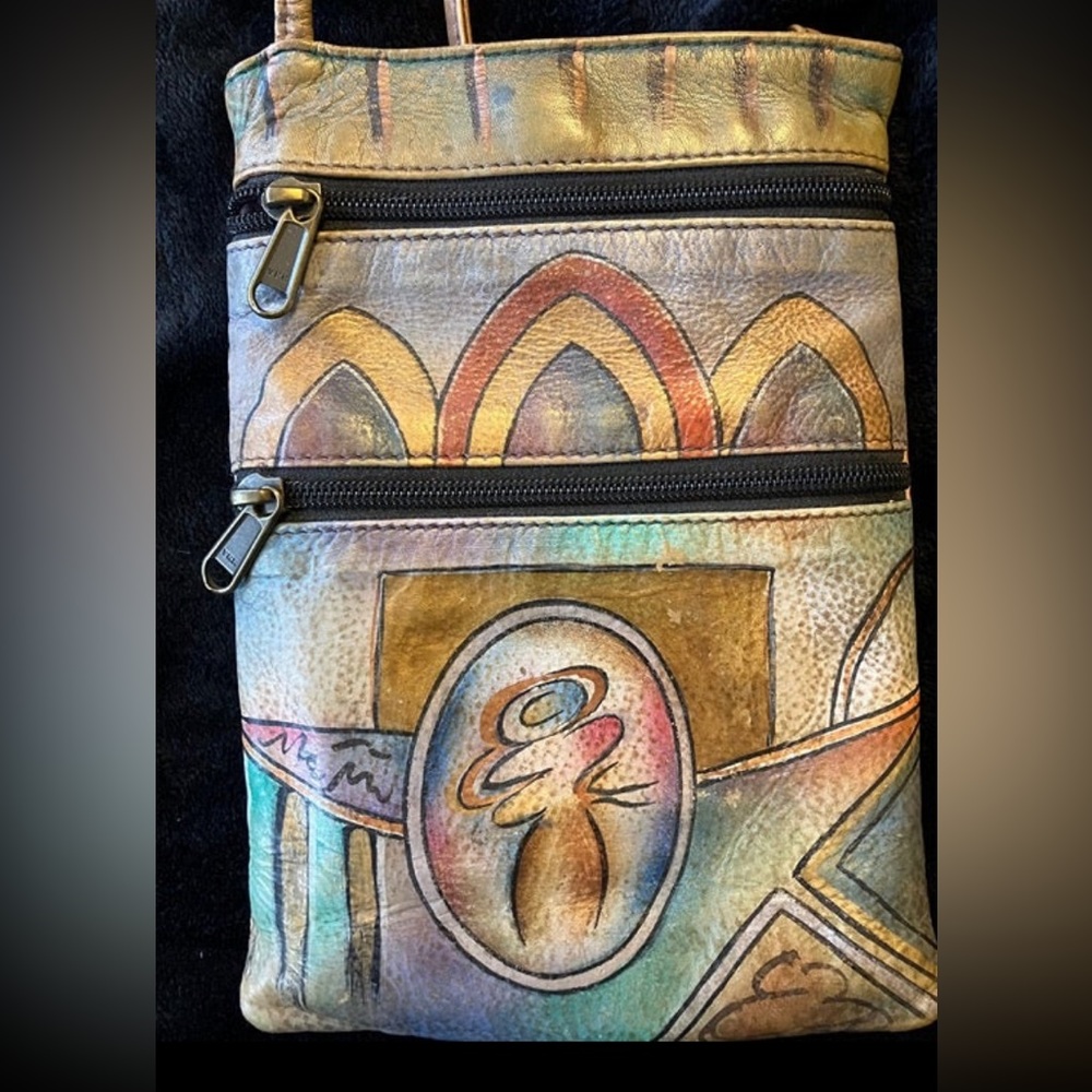 Anuschka crossbody multi compartment leather one of a kind travel bag